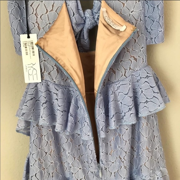 RYSE Ashley Fit & Flare Ruffle Dress Periwinkle - Picture 5 of 7